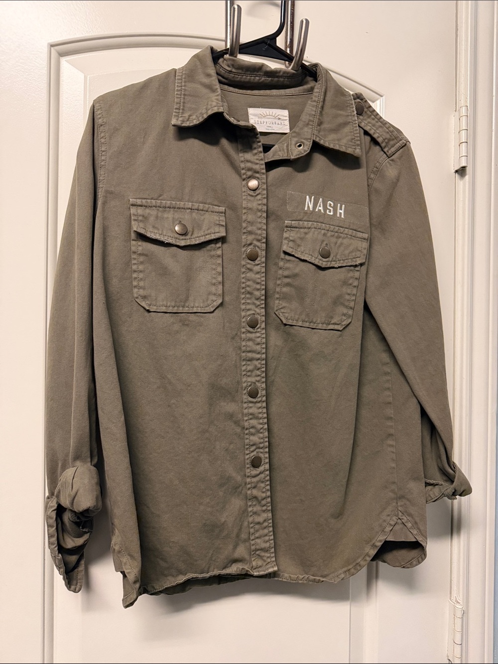 NASH collection women’s Olive Utility Button-Down Shirt